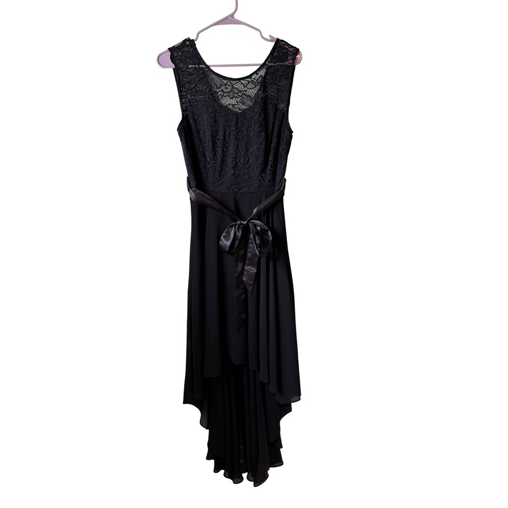 BeryLove Black Lace High-Low Cocktail Dress Sleeveless Formal‎ Size Medium